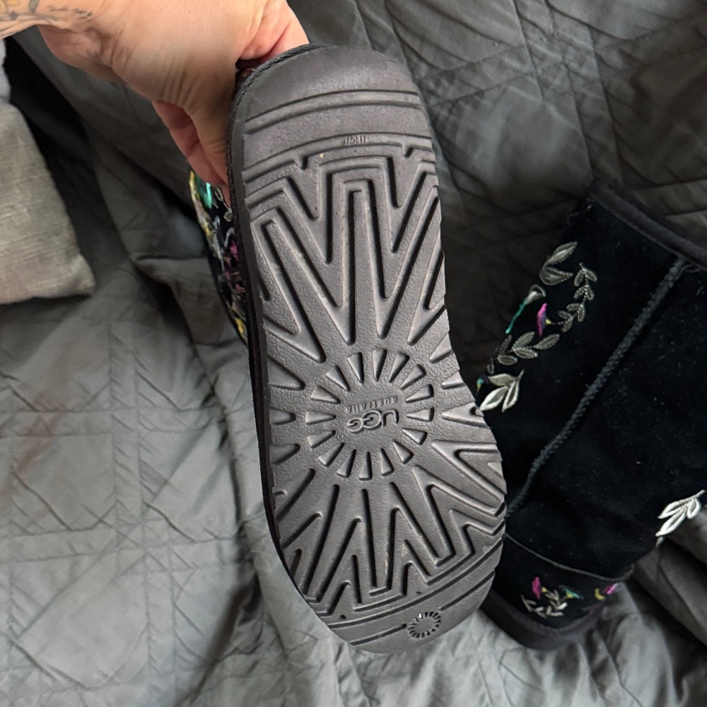 UGG Black Ankle Boots with Vibrant Embroidery - Picture 4 of 5